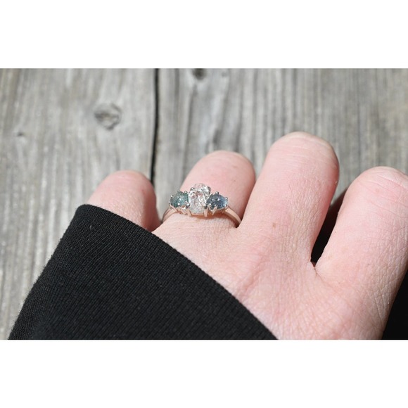 Raw Sapphire Engagement Sterling Silver Promise Ring Size 5 6 7 8 9 10 1… - Picture 4 of 8